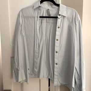 Vince - Cotton Tie Front Button Down Top in Light Blue Sz XS 0/2